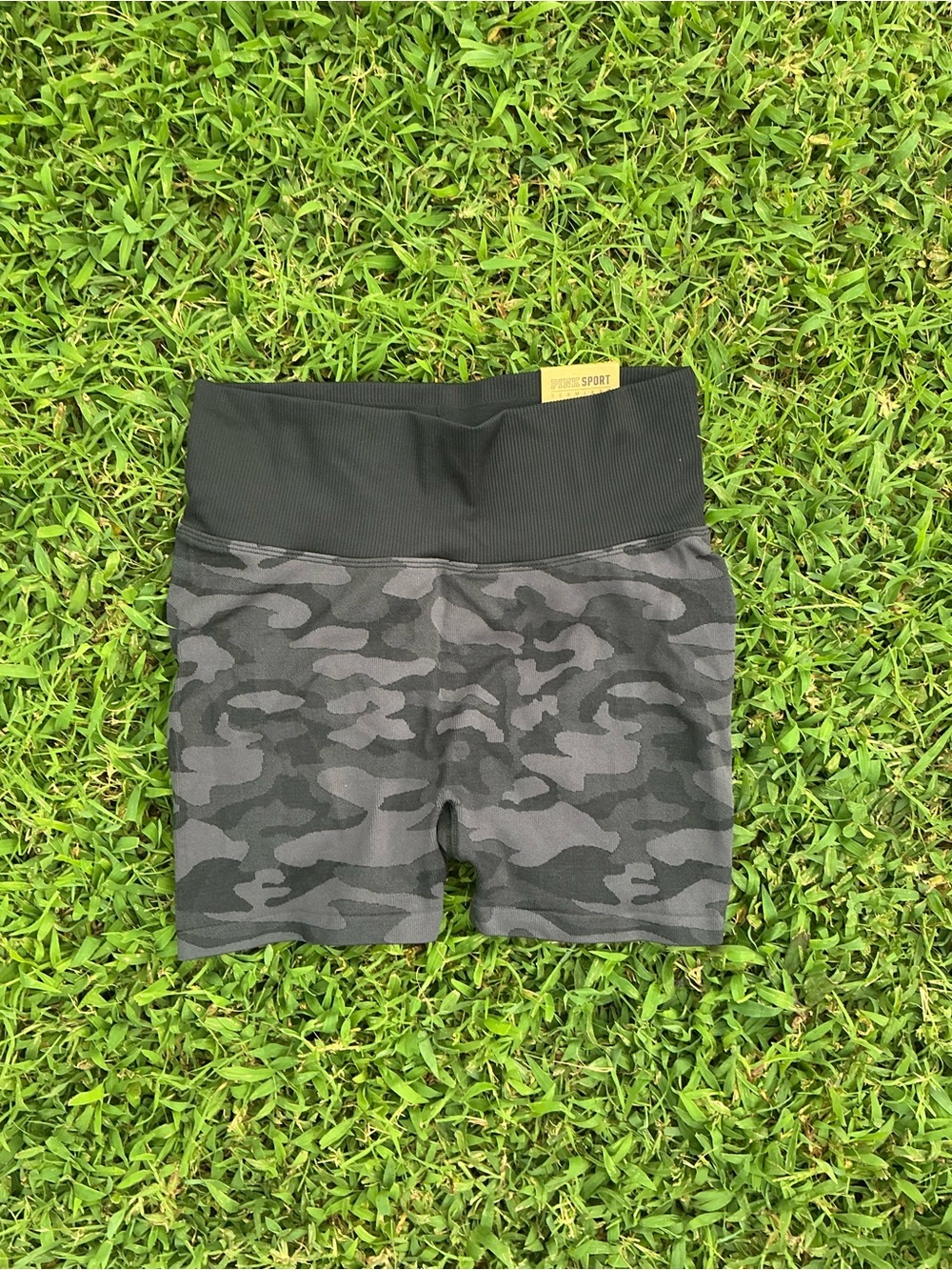 Vintage PINK Victoria's Secret Black Gray Camo Shortie Leggings Shorts